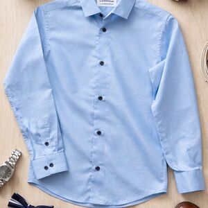 Calvin Klein Boys Dress Shirt Blue Long Sleeve